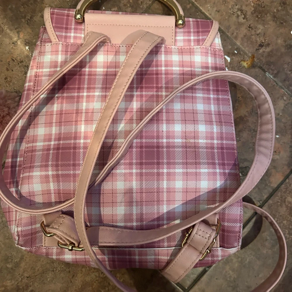 Pink plaid gingham coquette Lolita backpack cottage bag cosplay purse hot topic - Picture 2 of 9